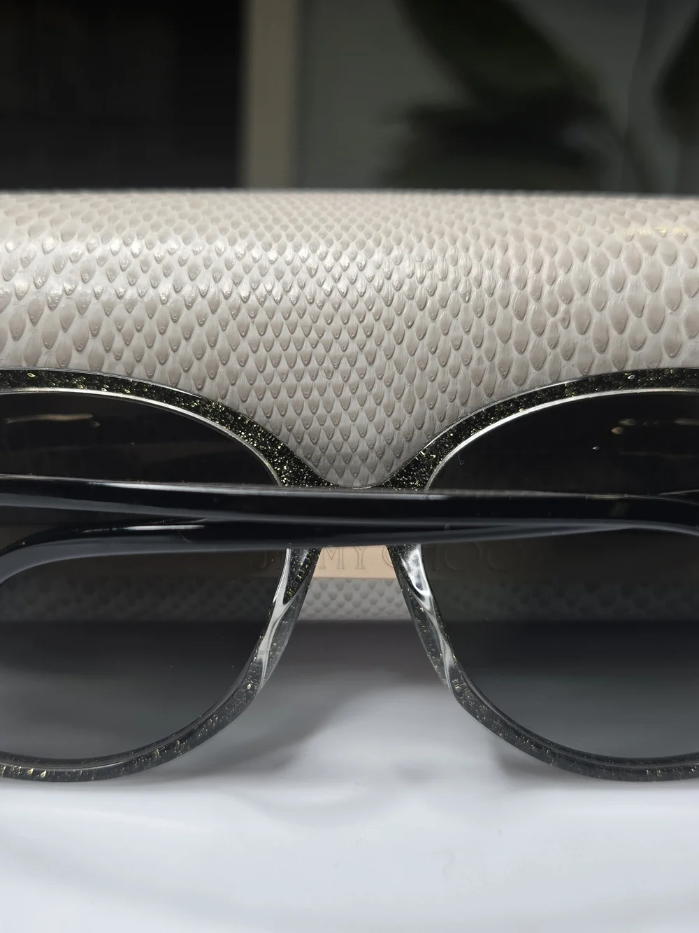 Jimmy Choo Beige Textured Sunglasses Case